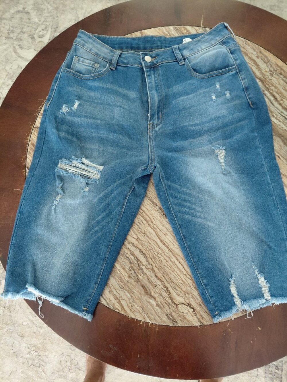Women's Medium Wash, Distressed, Jean Bermuda Shorts